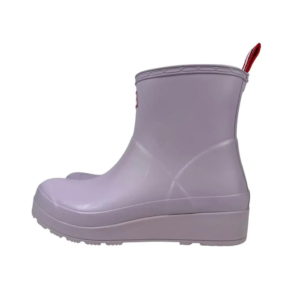 Hunter Play Short Rain Boots Womens 9 Black‎ WP Rubber Tempered Mauve Purple